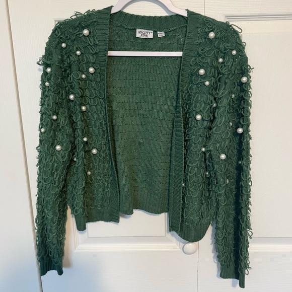 Mighty Fine Sweaters - Mighty Fine Medium pearl loopy green sweater
